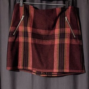 Pink Plaid Wool Skirt